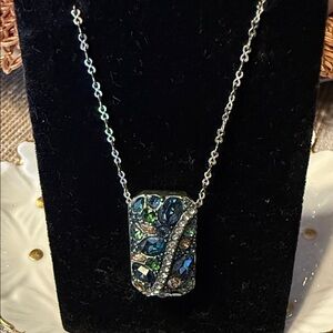Brighton Silver Necklace with Blue and Green Pendant